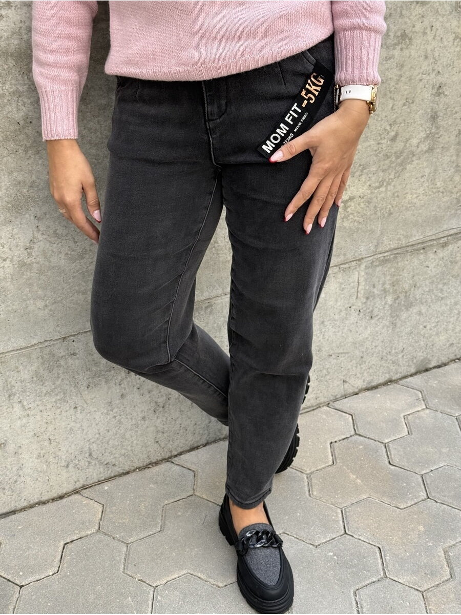 Mom Fit Dzinsai -5kg 617-5h pilki